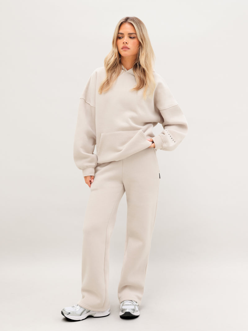 Embroidered Isabel Oversized Hoodie - Zacht taupe