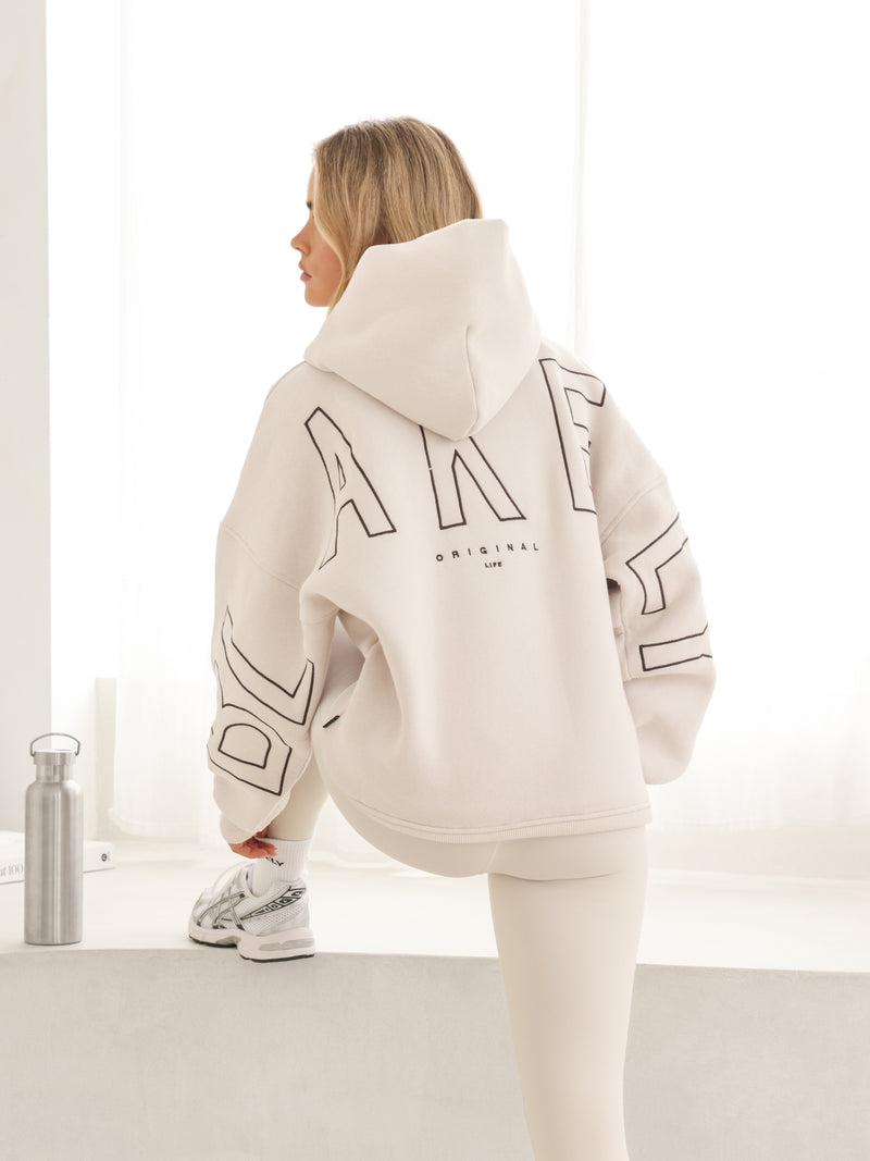 Embroidered Isabel Oversized Hoodie - Zacht taupe