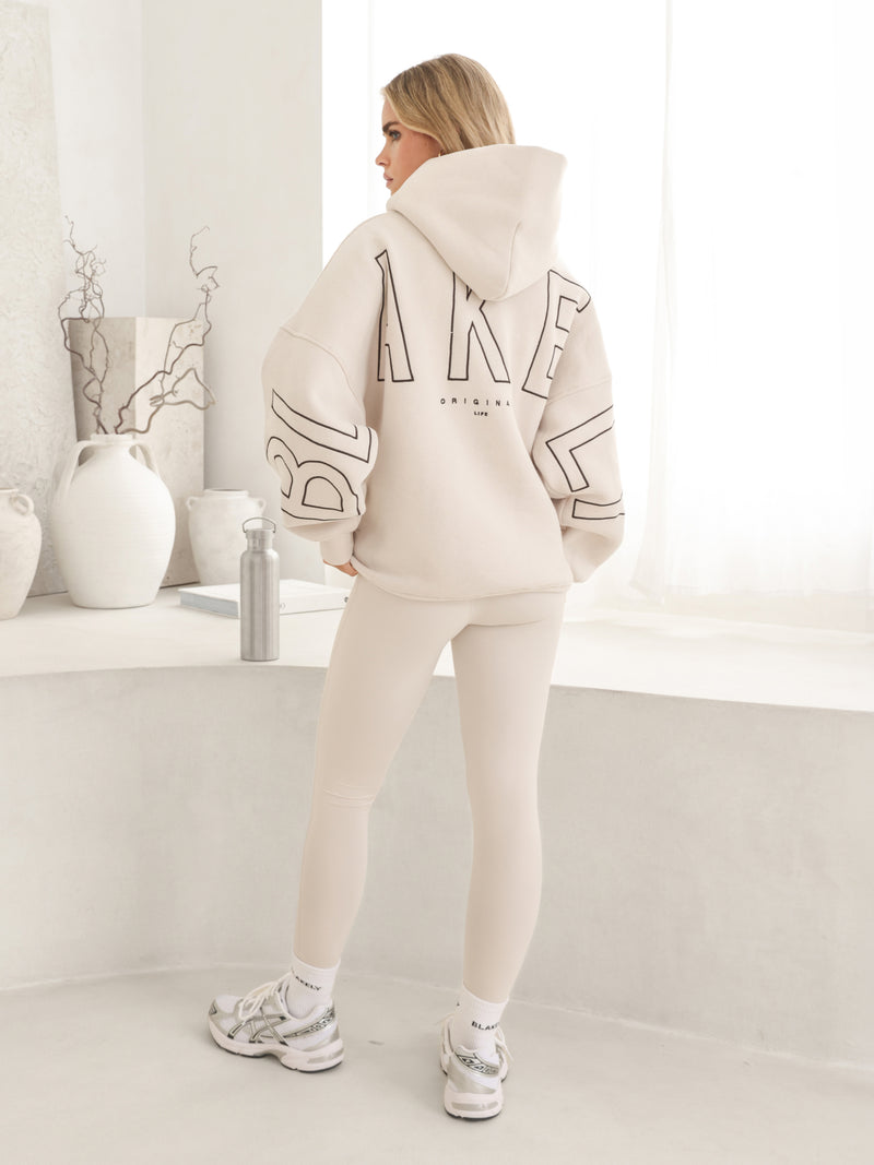 Embroidered Isabel Oversized Hoodie - Zacht taupe