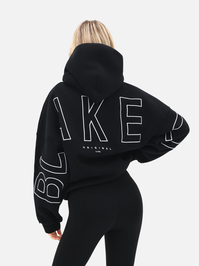 Embroidered Isabel Oversized Hoodie - Schwarz