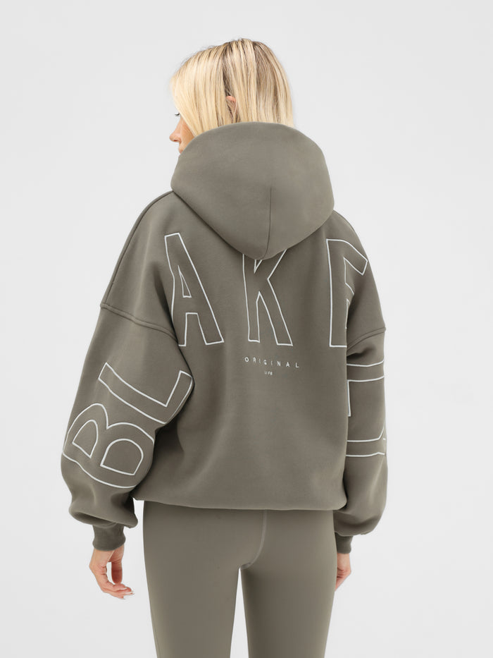 Embroidered Isabel Oversized Hoodie - Safarigrün