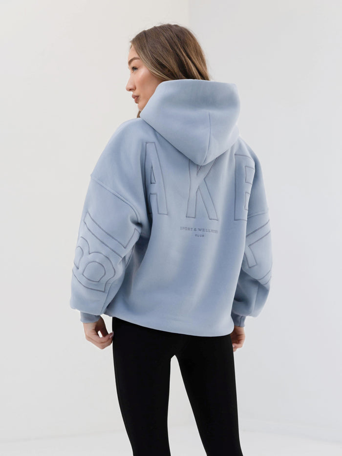 Embroidered Isabel Oversized Hoodie - Ice Blue