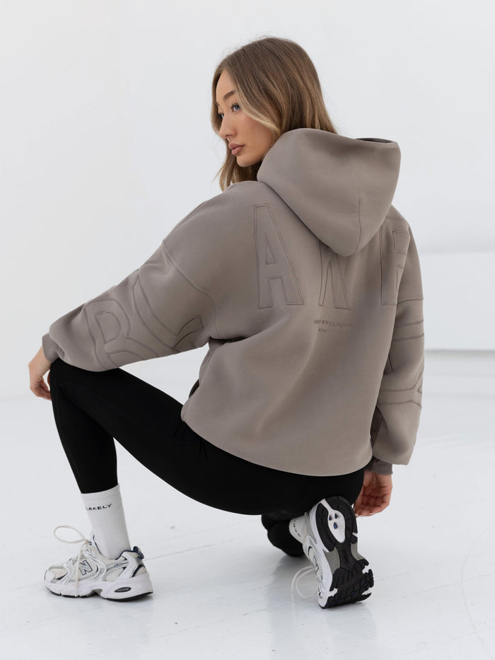 Embroidered Isabel Oversized Hoodie - Neutral Grey