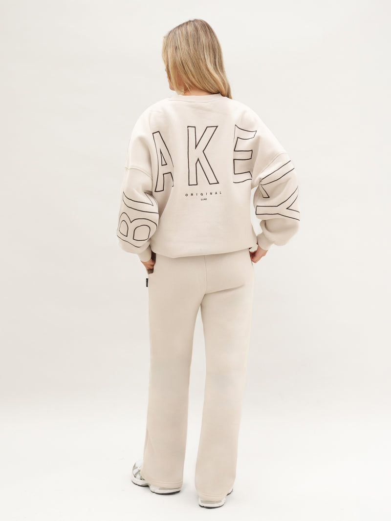 Embroidered Isabel Oversized Jumper - Sanftes Taupe