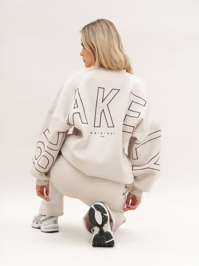 Embroidered Isabel Oversized Jumper - Sanftes Taupe