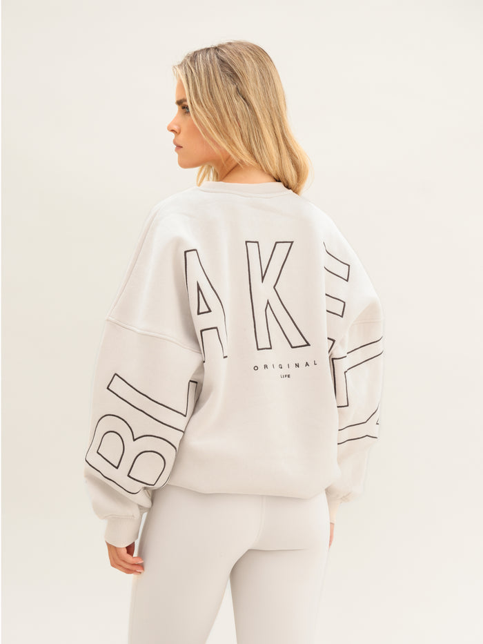 Embroidered Isabel Oversized Jumper - Sanftes Taupe