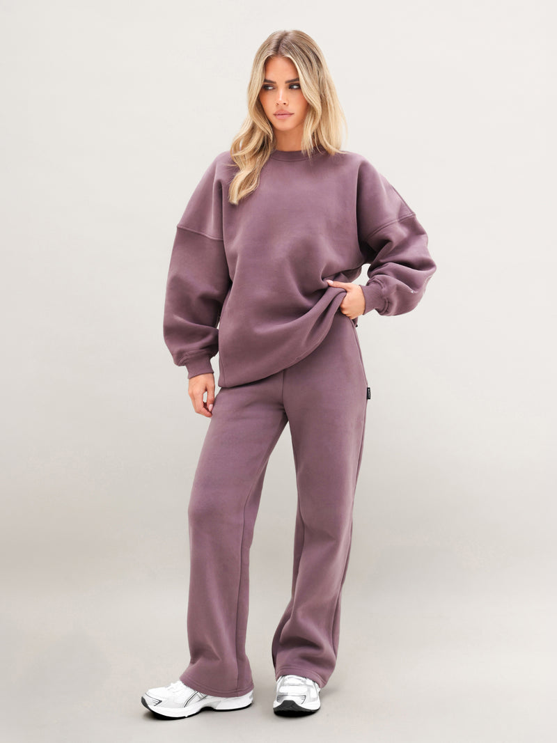 Embroidered Isabel Oversized Jumper - Gewaschene Pflaume
