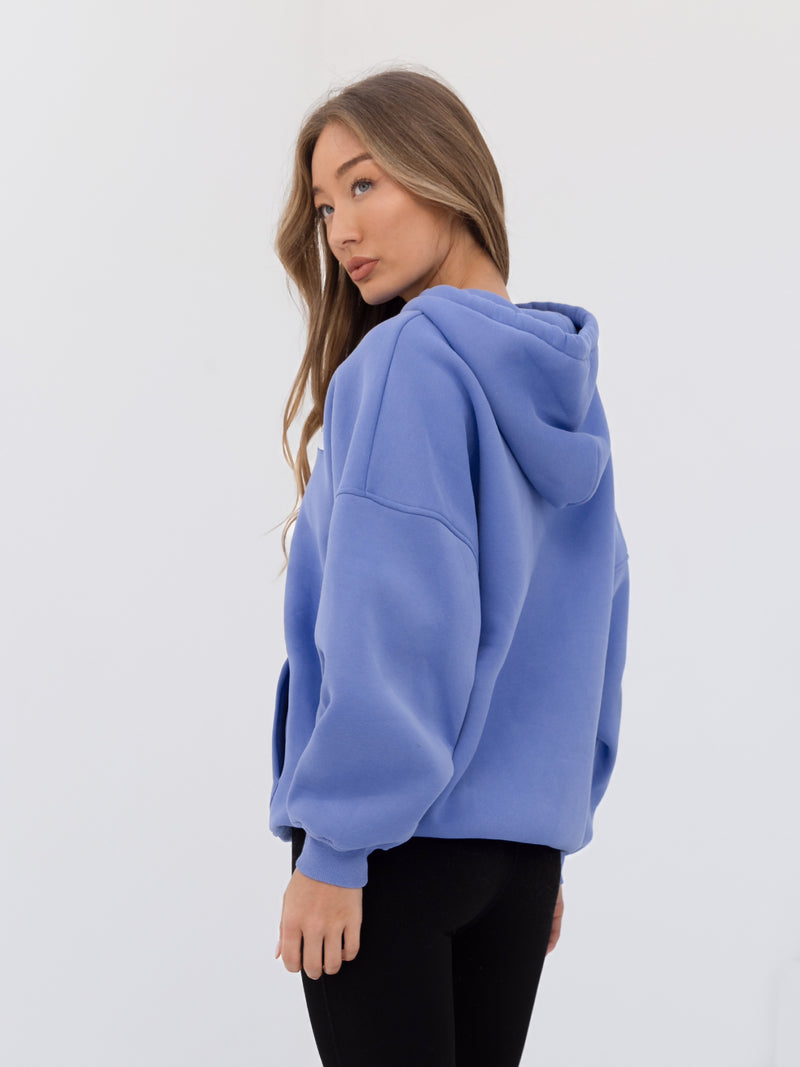 Label Full Zip Hoodie - Lilac Blue