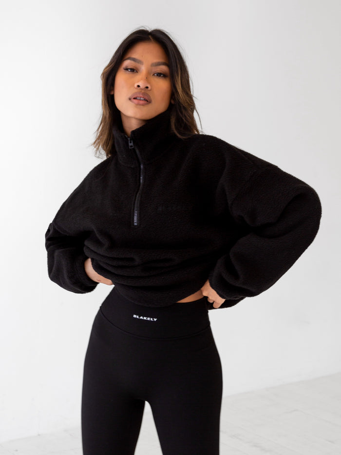 Borg 1/4 Zip Jumper - Black