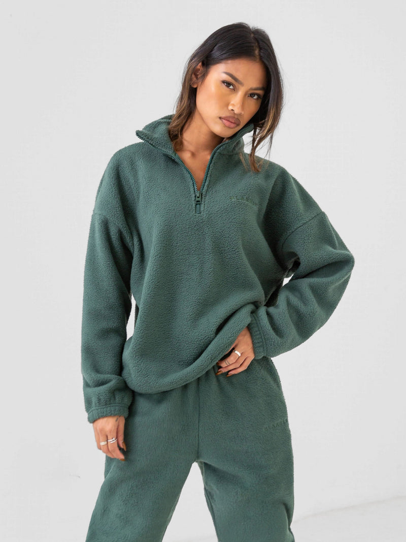 Borg 1/4 Zip Jumper - Green