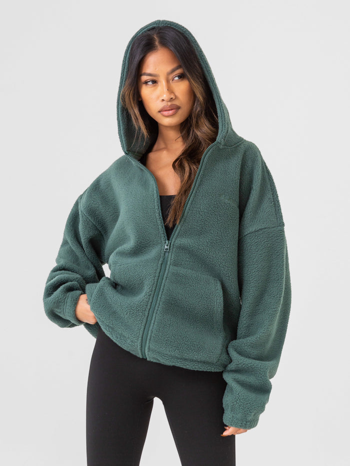 Borg Full Zip Hoodie - Green