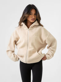 Borg Full Zip Hoodie - Sand