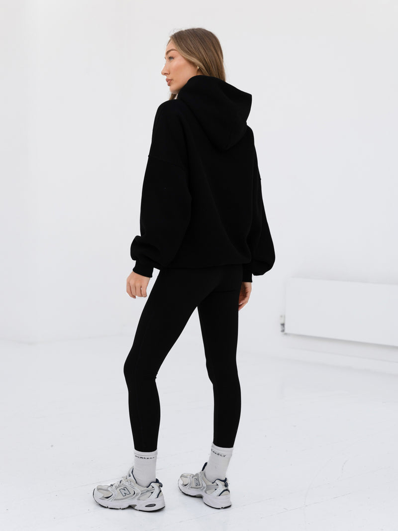 Label Oversized Hoodie - Black