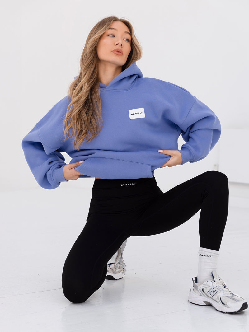 Label Oversized Hoodie - Lilac Blue