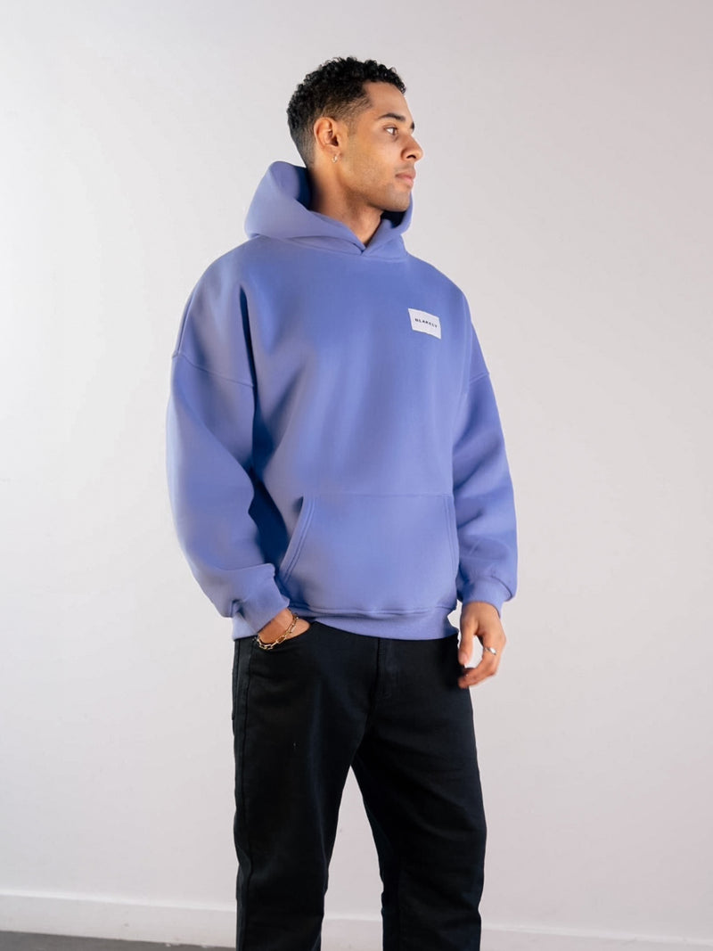 Label Relaxed Hoodie - Lilac Blue