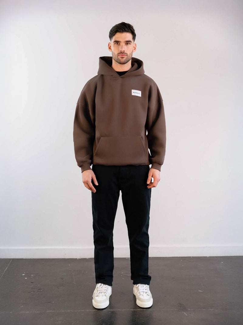 Label Relaxed Hoodie - Slate Brown