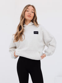 Label Oversized Hoodie - Marl White