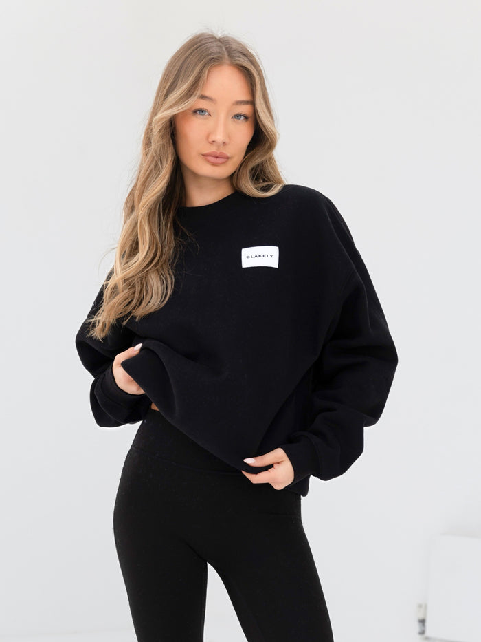 Label Oversized Jumper - Black