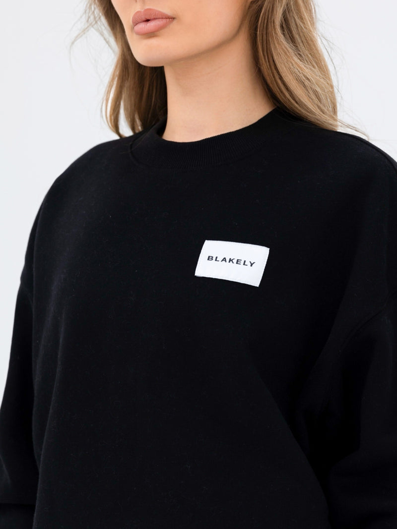 Label Oversized Jumper - Black