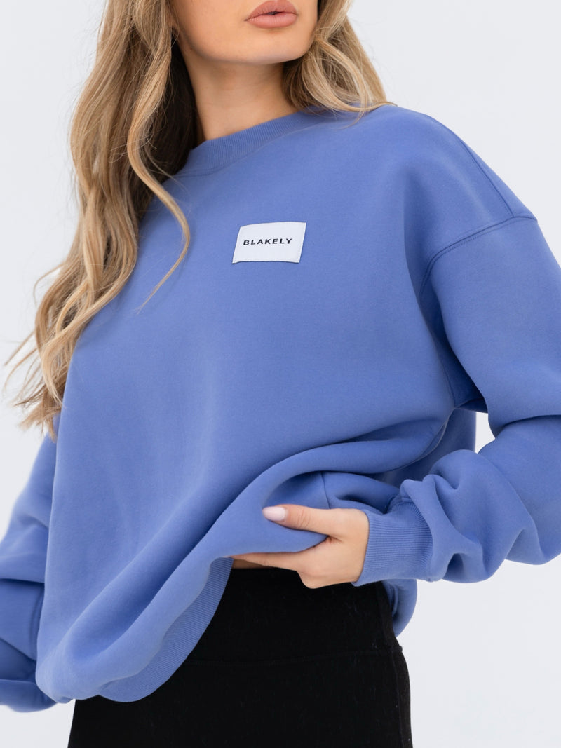 Label Oversized Jumper - Lilac Blue