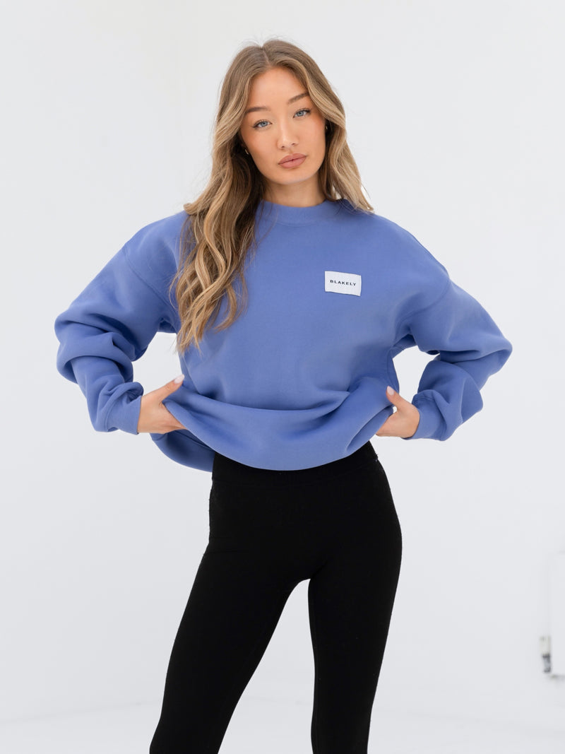 Label Oversized Jumper - Lilac Blue