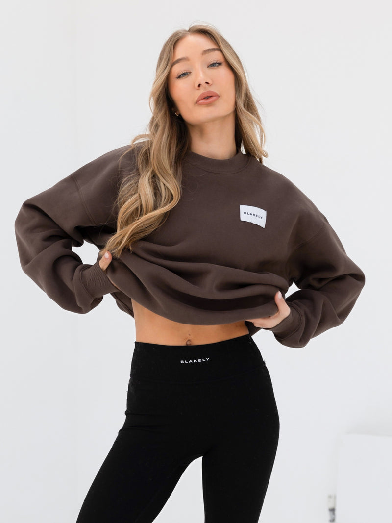 Label Oversized Jumper - Slate Brown