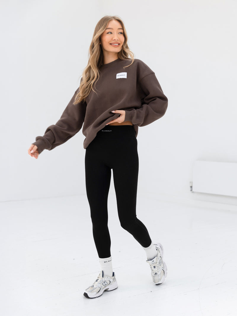 Label Oversized Jumper - Slate Brown