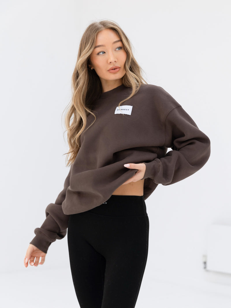 Label Oversized Jumper - Slate Brown