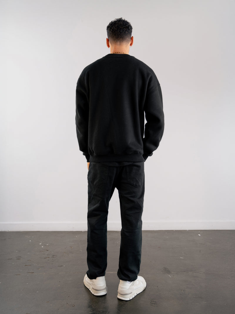 Label Relaxed Jumper - Black