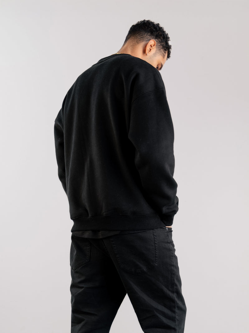 Label Relaxed Jumper - Black