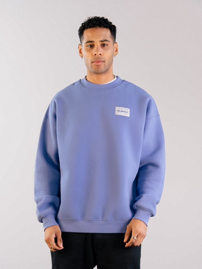 Label Relaxed Jumper - Lilac Blue