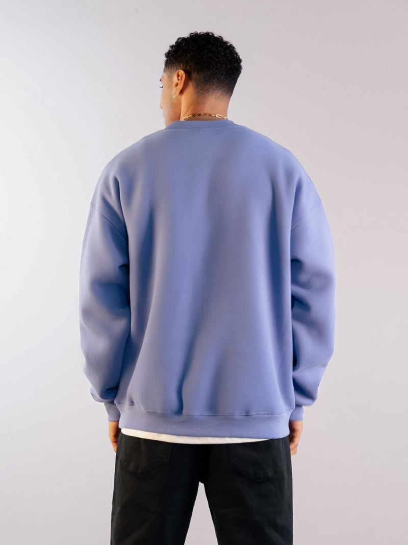 Label Relaxed Jumper - Lilac Blue