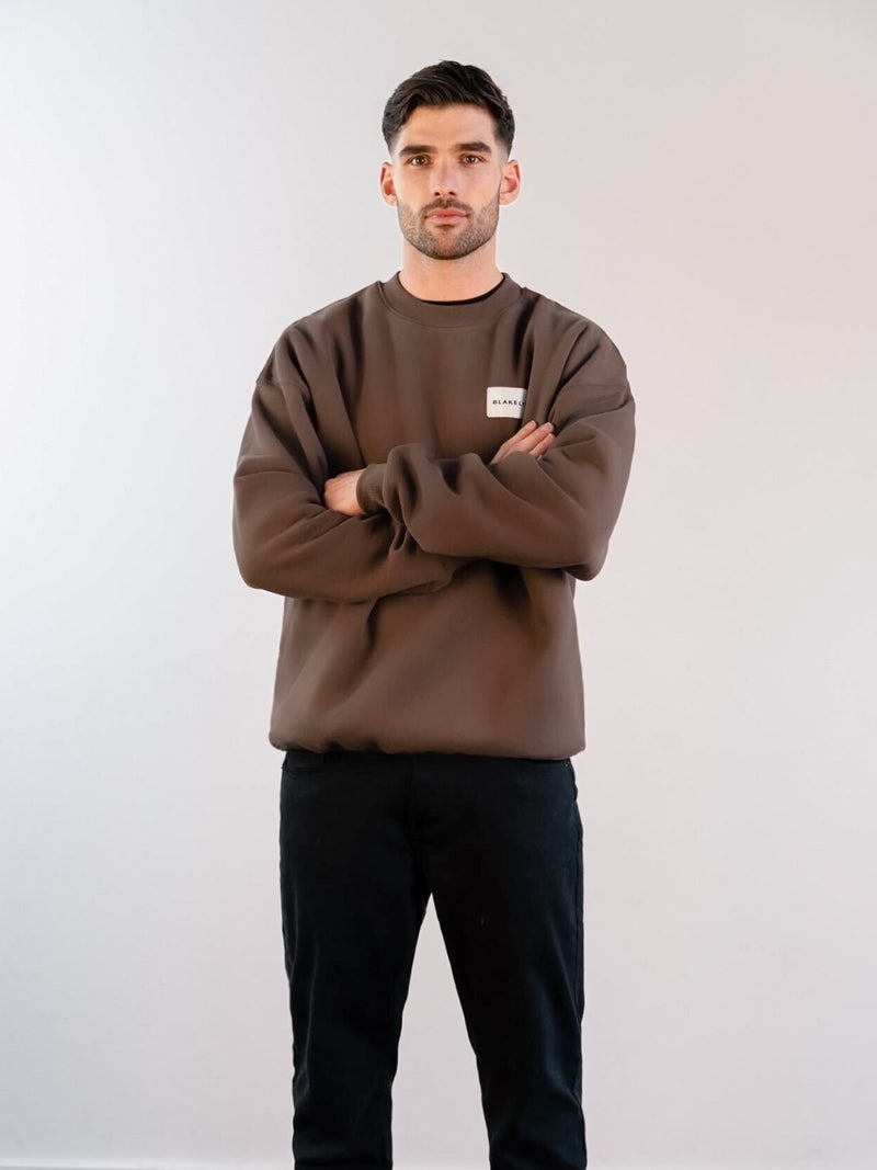 Label Relaxed Jumper - Slate Brown