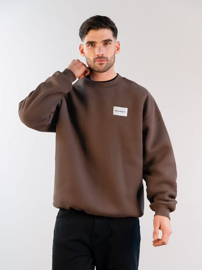 Label Relaxed Jumper - Slate Brown