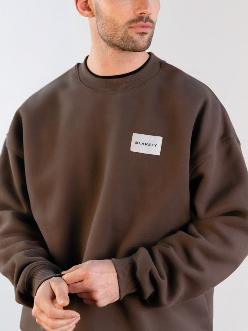 Label Relaxed Jumper - Slate Brown