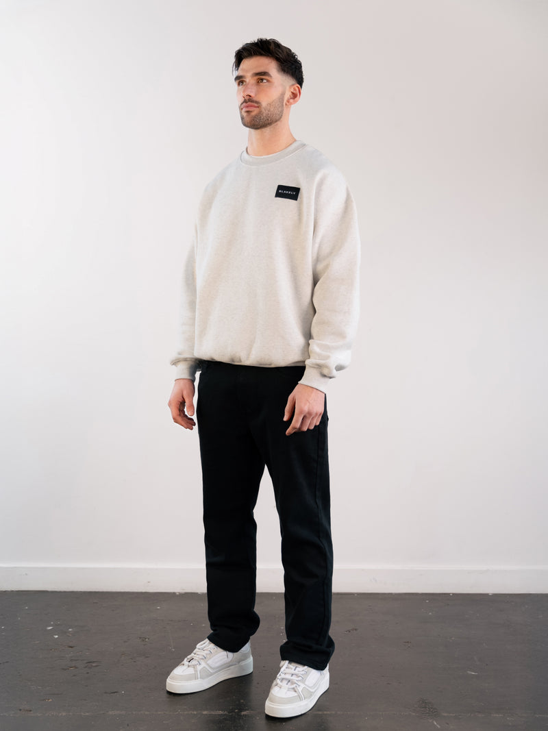 Label Relaxed Jumper - Marl White