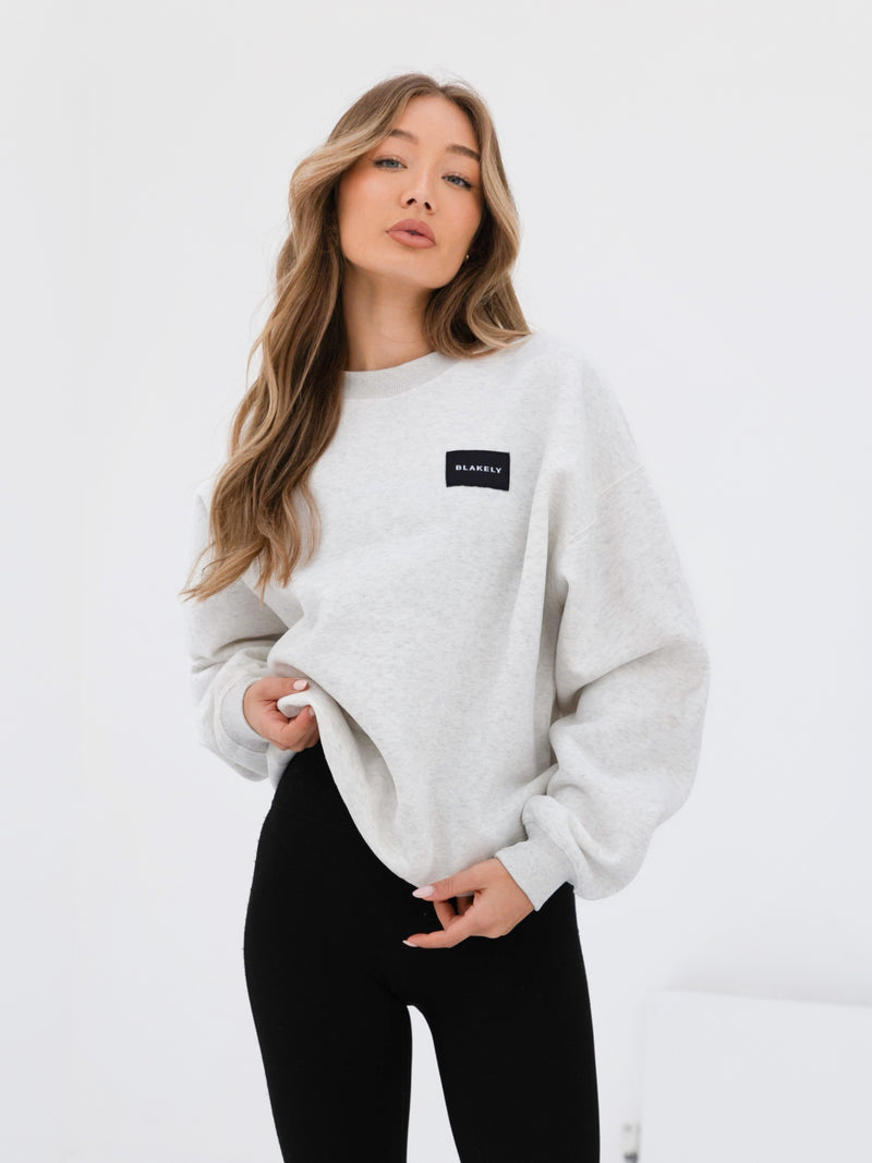 Label Oversized Jumper - Marl White