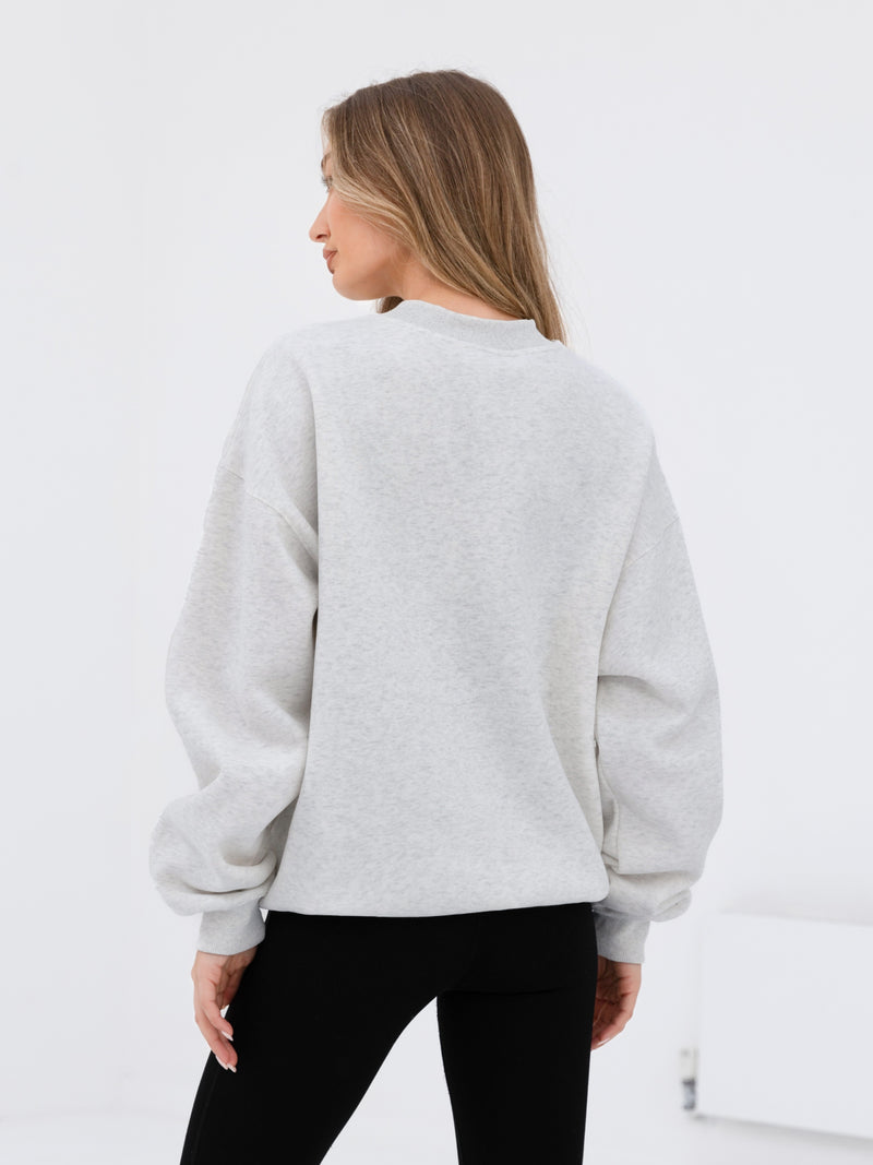 Label Oversized Jumper - Marl White