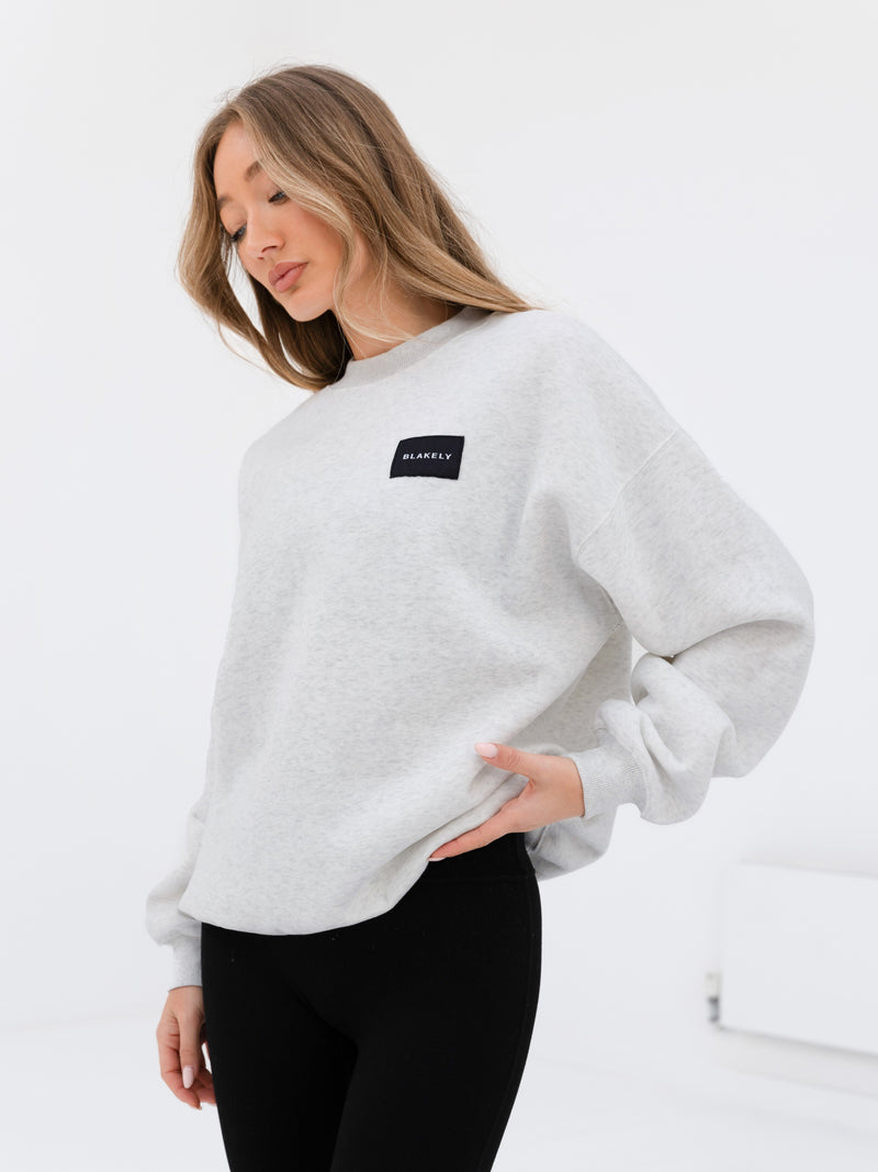 Label Oversized Jumper - Marl White