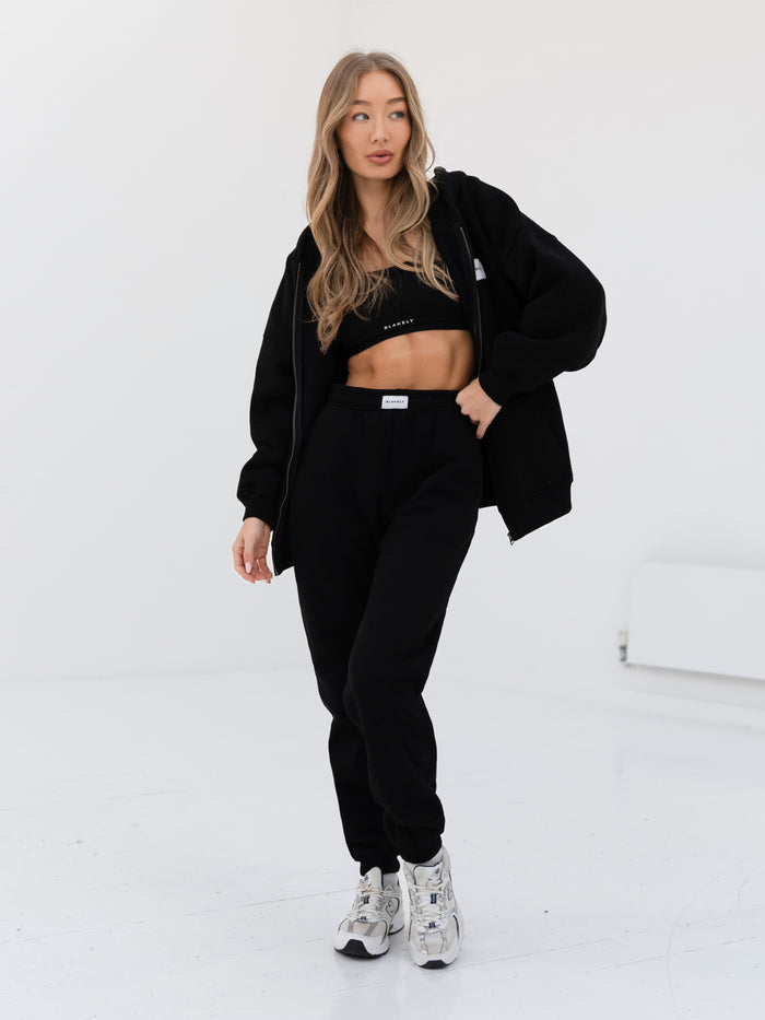 Label Hoodie & Sweatpants Set - Black