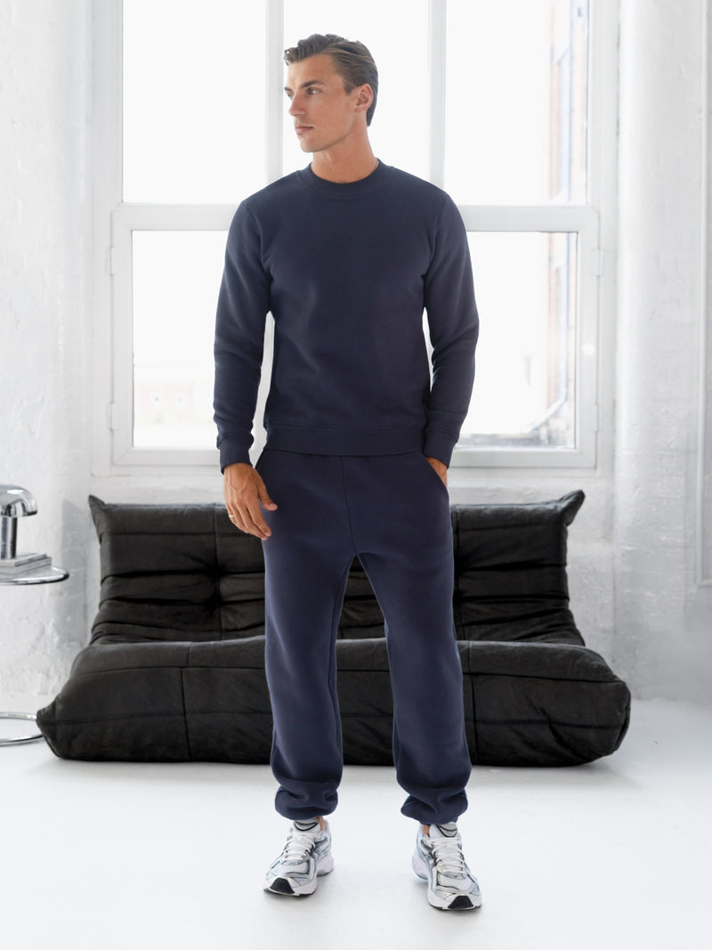 Blakely Basic Relaxed Cuffed Sweatpants - True Navy