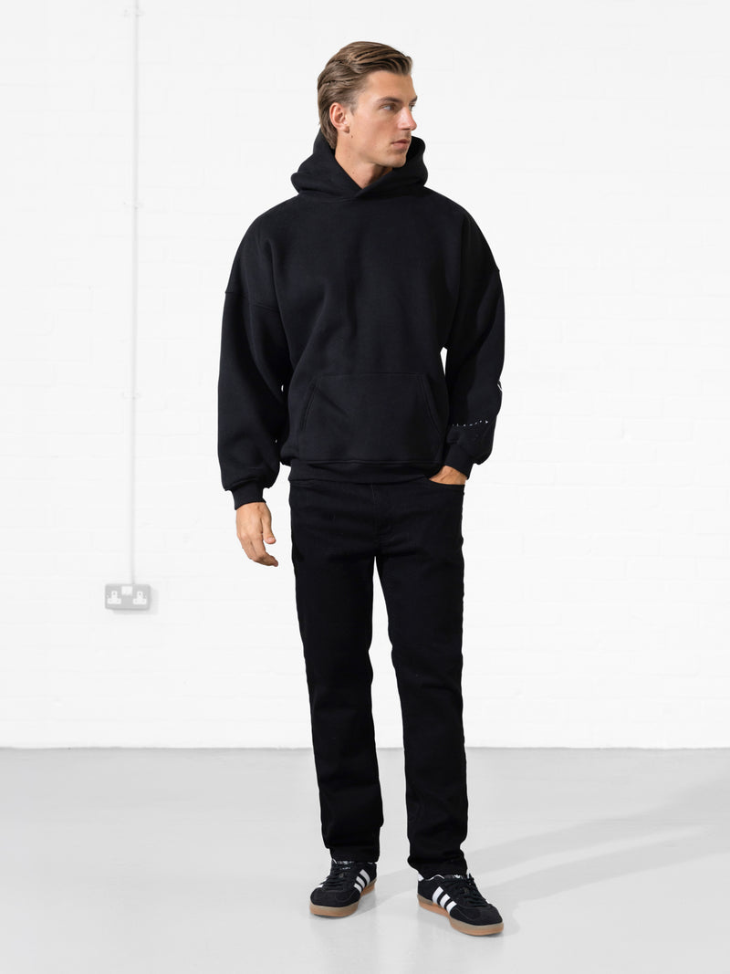 Embroidered Idris Oversized Hoodie - Schwarz