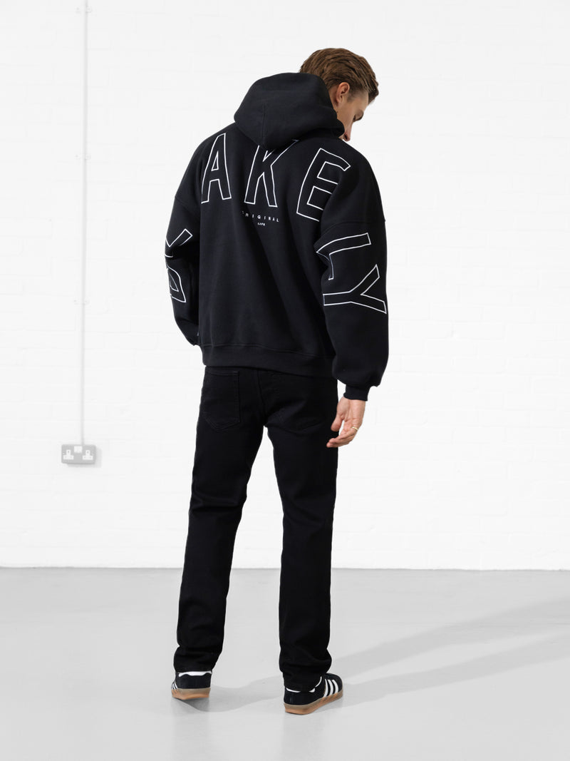 Embroidered Idris Oversized Hoodie - Schwarz