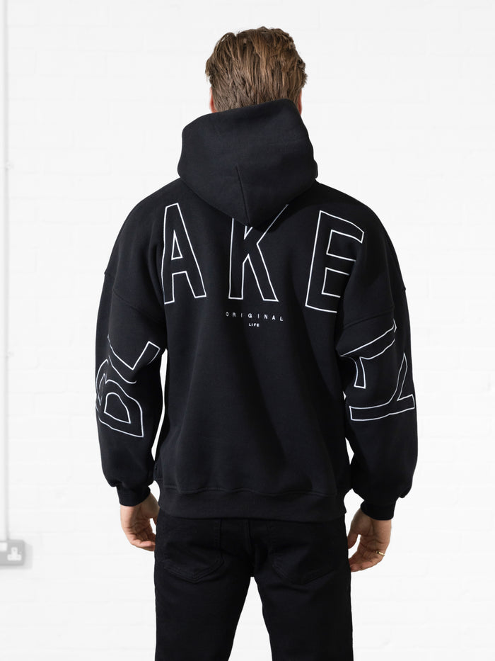 Embroidered Idris Oversized Hoodie - Noire