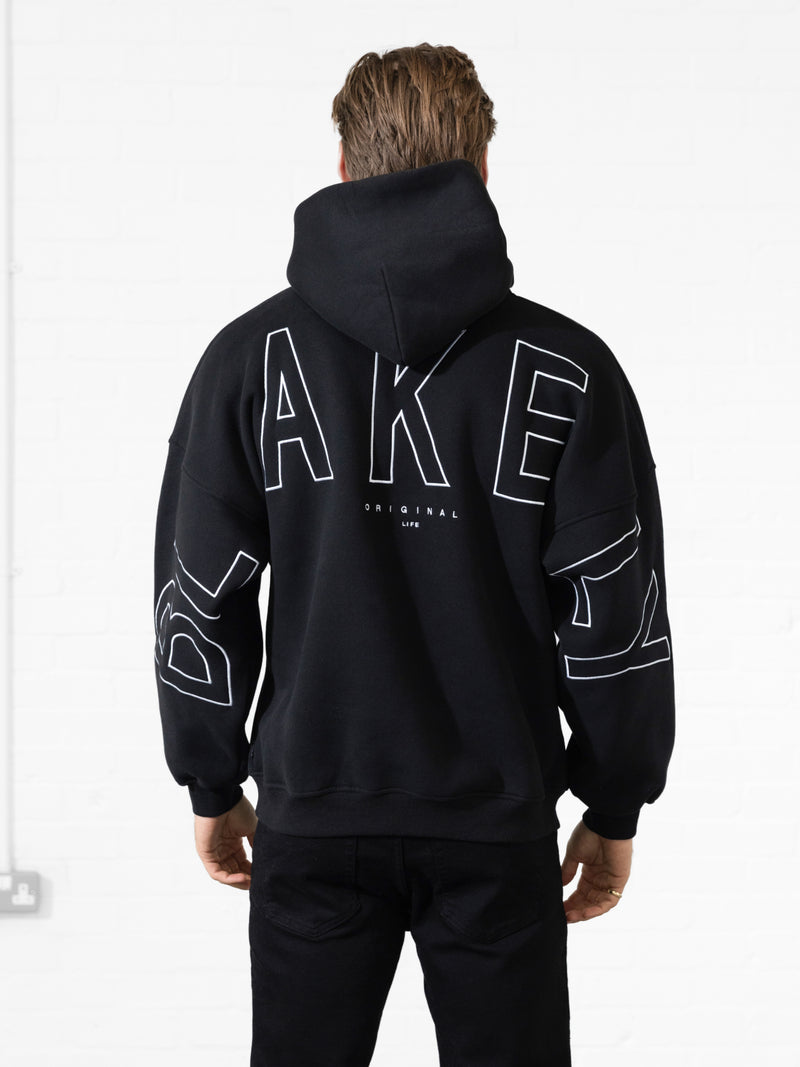 Embroidered Idris Oversized Hoodie - Schwarz