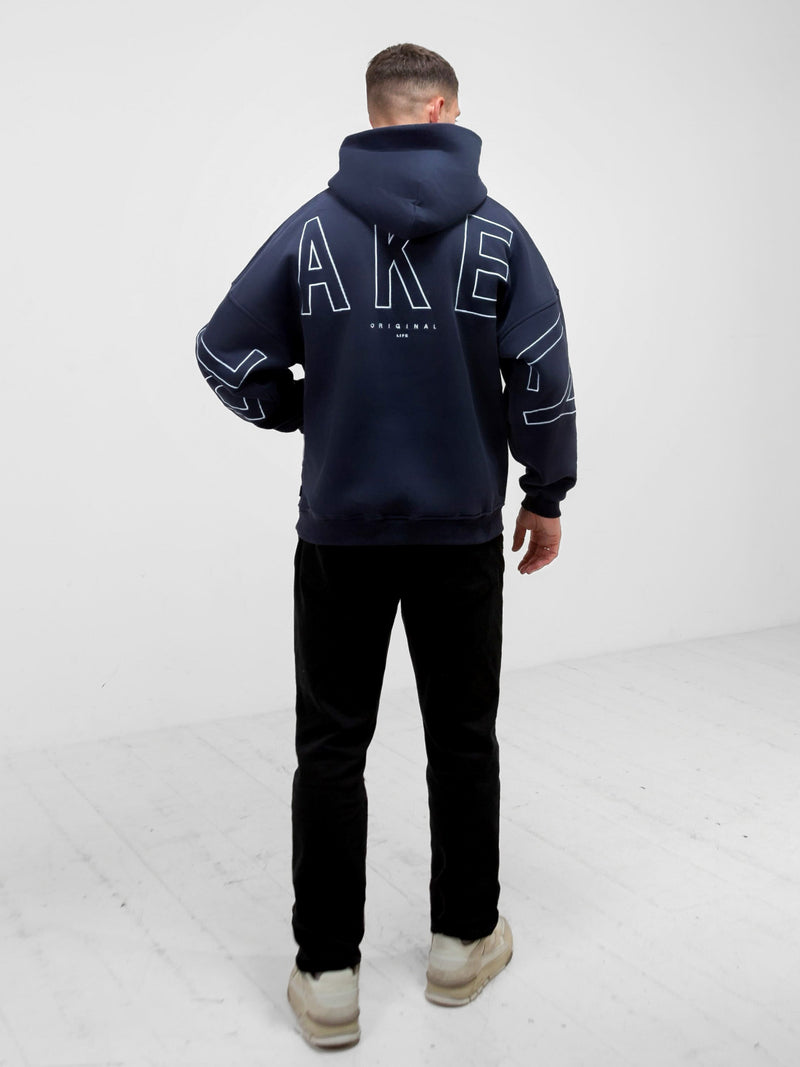 Embroidered Idris Oversized Hoodie - Blue