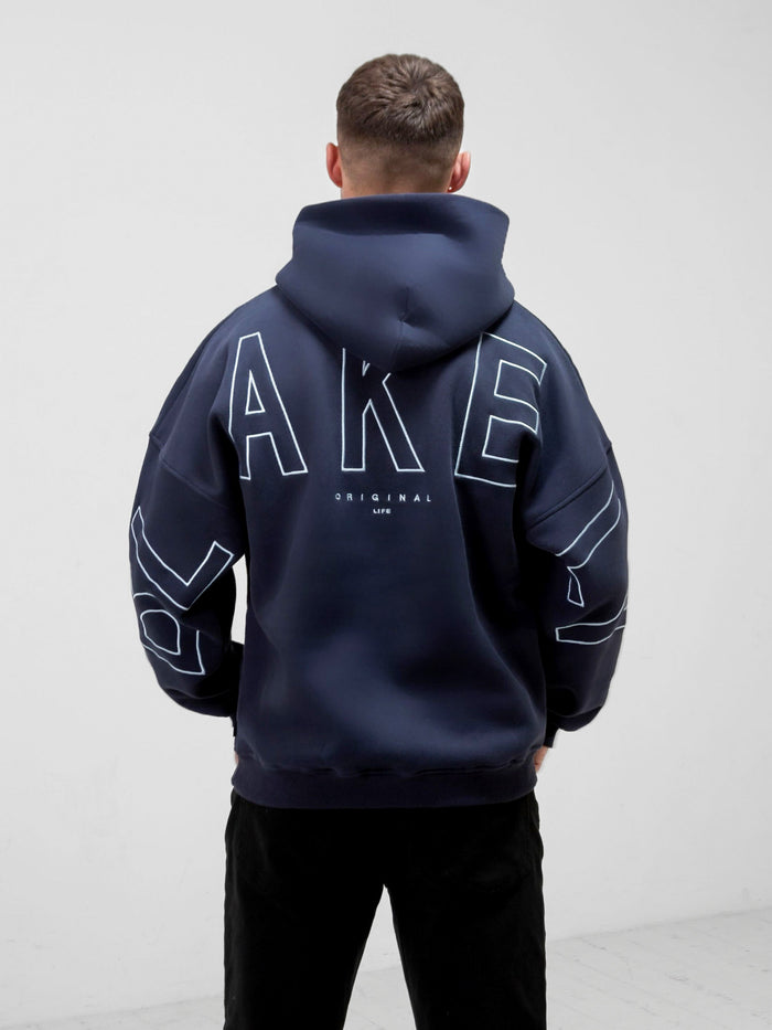 Embroidered Idris Oversized Hoodie - Blue