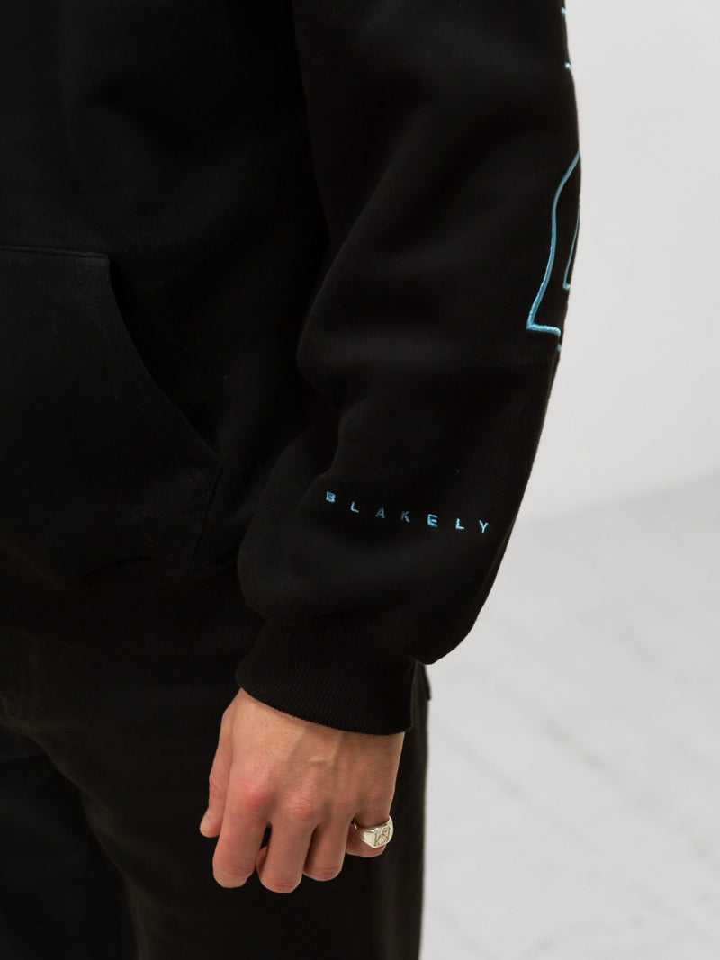 Embroidered Idris Oversized Hoodie - Electric Blue