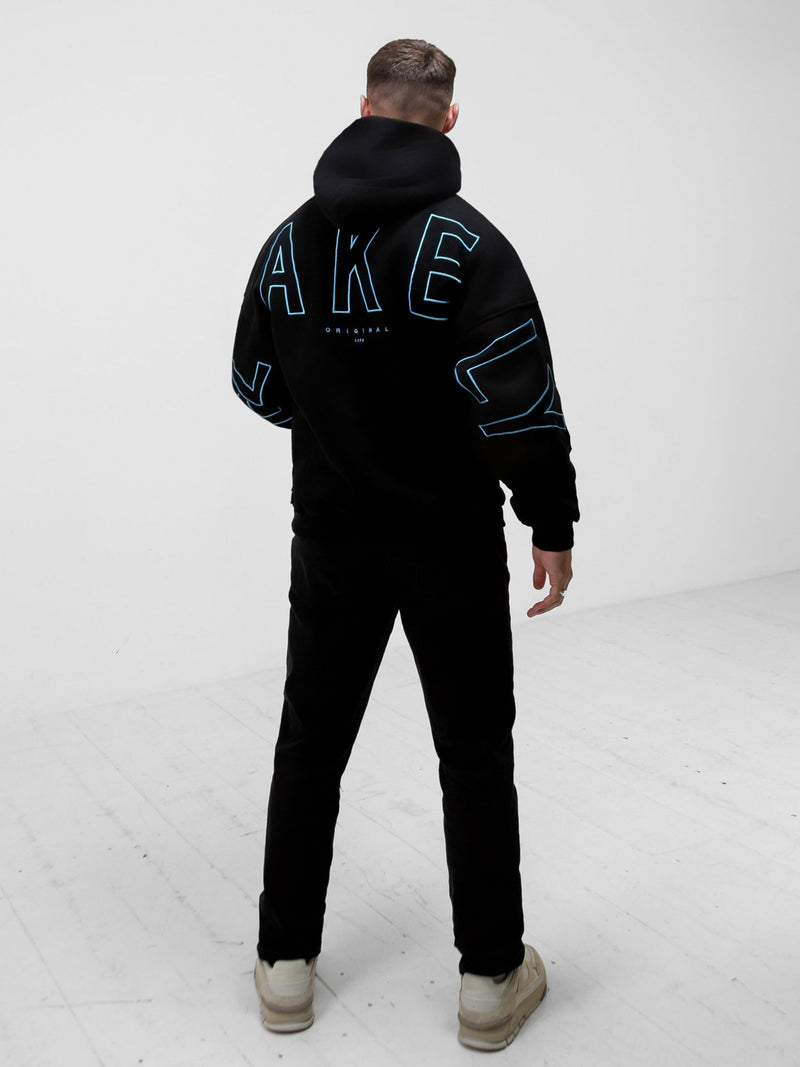 Embroidered Idris Oversized Hoodie - Electric Blue