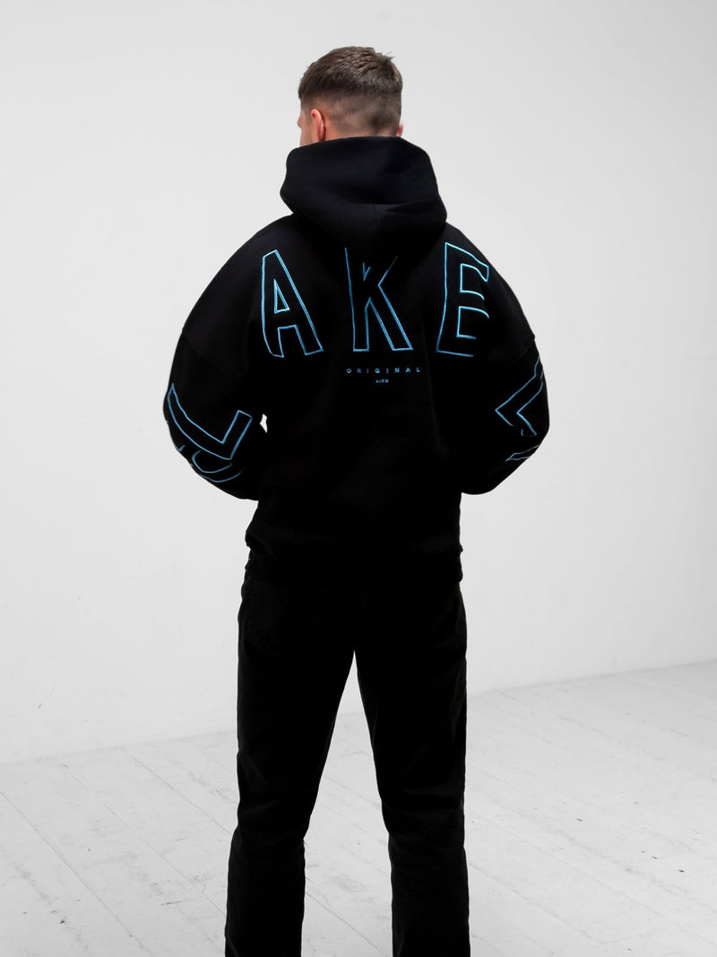 Embroidered Idris Oversized Hoodie - Electric Blue